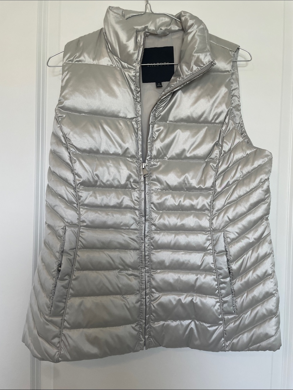 Talbots Metallic Silver Quilted Puffer Vest